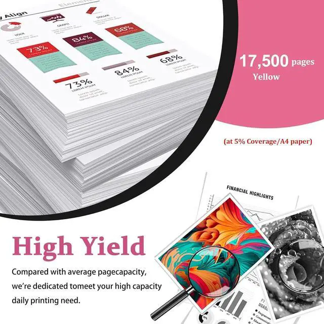 Alt view image 3 of 6 - 1 Pack Pack C600 C605 106R03918 Yellow Toner Cartridge 106R03918 with chip Extra High Yield 17,500 Pages Compatible Xerox VersaLink C600 C600DT C600DX C600DXF C600DXP C600N C605 C605X C605XLM Printer