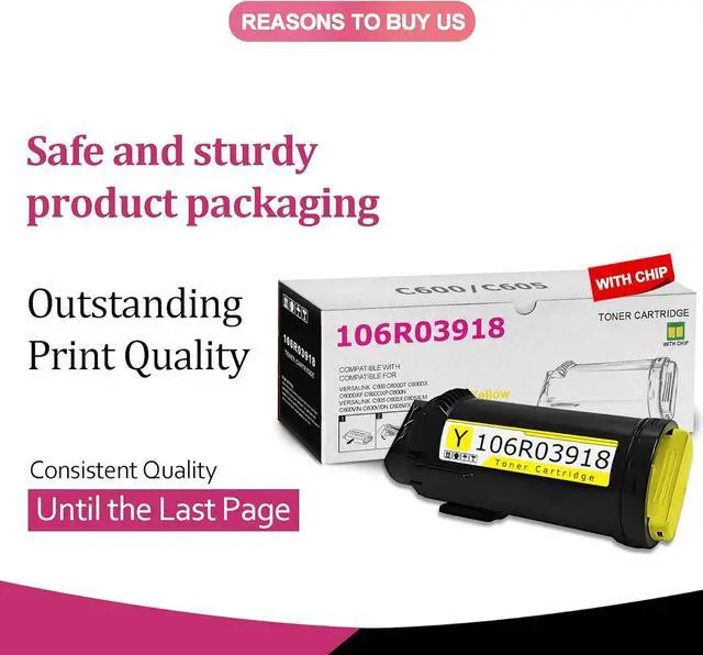 Alt view image 5 of 6 - 1 Pack Pack C600 C605 106R03918 Yellow Toner Cartridge 106R03918 with chip Extra High Yield 17,500 Pages Compatible Xerox VersaLink C600 C600DT C600DX C600DXF C600DXP C600N C605 C605X C605XLM Printer