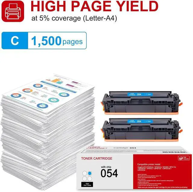 Alt view image 3 of 6 - Ennovor 2 Pack 054 3023C001 Cyan Toner Cartridge: Compatible CRG-054 Replacement for Canon imageCLASS MF642Cdw MF644Cdw MF640C MF641Cw MF643Cdw MF645Cx LBP621Cw LBP622Cdw LBP623Cdw Printer