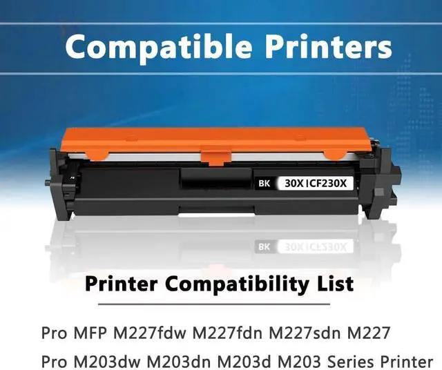 Alt view image 3 of 7 - 30X Black High Yield Toner Cartridge CF230X 2-Pack Compatible 30X CF230X Replacement for HP 30X/30X with Laser Pro MFP M227fdw M203dw M203dn M203d M227 M203 Printer, CF230X Toner [4,000 Pages/Pack]