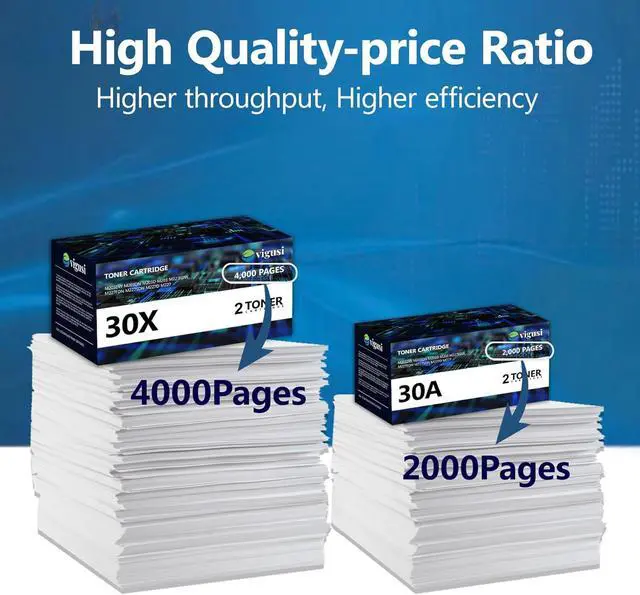 Alt view image 5 of 7 - 30X Black High Yield Toner Cartridge CF230X 2-Pack Compatible 30X CF230X Replacement for HP 30X/30X with Laser Pro MFP M227fdw M203dw M203dn M203d M227 M203 Printer, CF230X Toner [4,000 Pages/Pack]