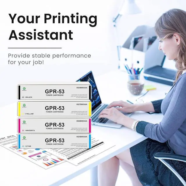 Alt view image 4 of 7 - GREENBOX Remanufactured GPR-53 Toner Cartridge Replacement for Canon GPR53 8527B003AA 8525B003AA 8526B003AA 8524B003AA for ImageRUNNER Advance C3320L C3530 C3525 C3330 C3325 DX C3725i DX Printers