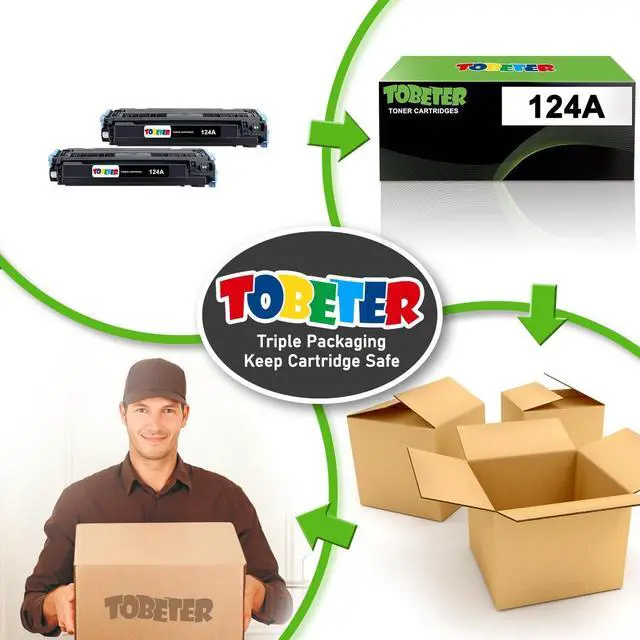 Alt view image 7 of 7 - ToBeter 124A Q6000A Toner Black Replacement for HP 124A 124 Black Toner Cartridge Q6000A for Color Laserjet 1600 2600 2600n 2605 2605dn 2605dtn CM1015 CM1017 MFP Printer Ink, 2,500 Pages, 2 Pack