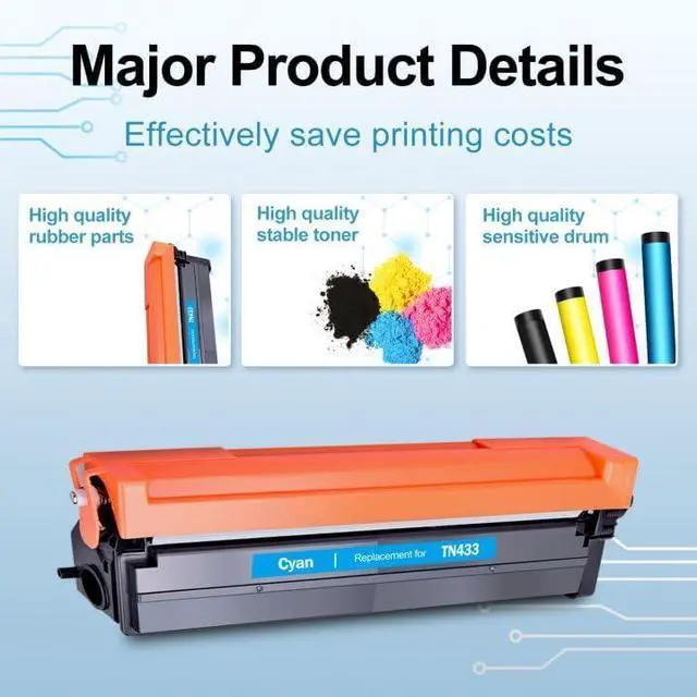 Alt view image 4 of 7 - Ennovor TN433 Toner Cartridge Replacement for Brother TN 433 TN-431 MFC-L8900CDW MFC-L8610CDW HL-L8360CDW HL-L8260CDW Printer Toner (TN433BK TN433C TN433M TN433Y, 4-Pack)