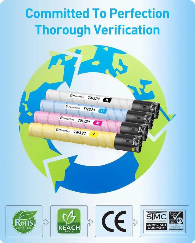 Alt view image 4 of 6 - MasaiMara TN321 Toner Cartridges for Konica TN321 TN-321K TN-321C TN-321M TN-321Y Minolta bizhub C224, C284 C364 C224e C364e C284e C7822 C7828 C7822e C7828e Printer (Black Cyan Magenta Yellow, 4-Pack)