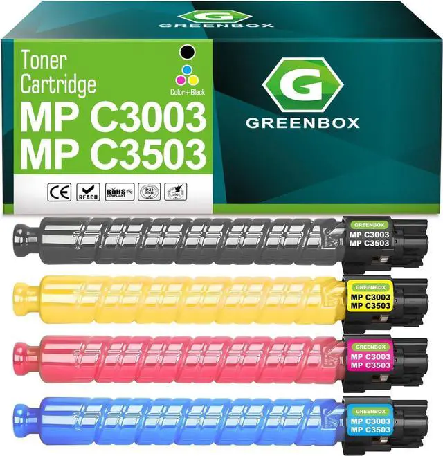 Main image of Ennovor GREENBOX MP C3503 MP C3003 Toner 841813 841814 841815 841816 Toner Cartridge Compatible for Ricoh Aficio Lanier Savin MP C3003 MP C3503 MP C3004 MP C3504 Printer (BK/C/Y/M)