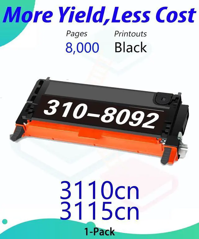 Alt view image 2 of 7 - Ennovor Compatible 310-8092 Toner Cartridge Black High Yield Replacement for Dell 3115CN 3110CN 3110 3115 Laser Printer (1-Pack, Black, 8,000 Pages)