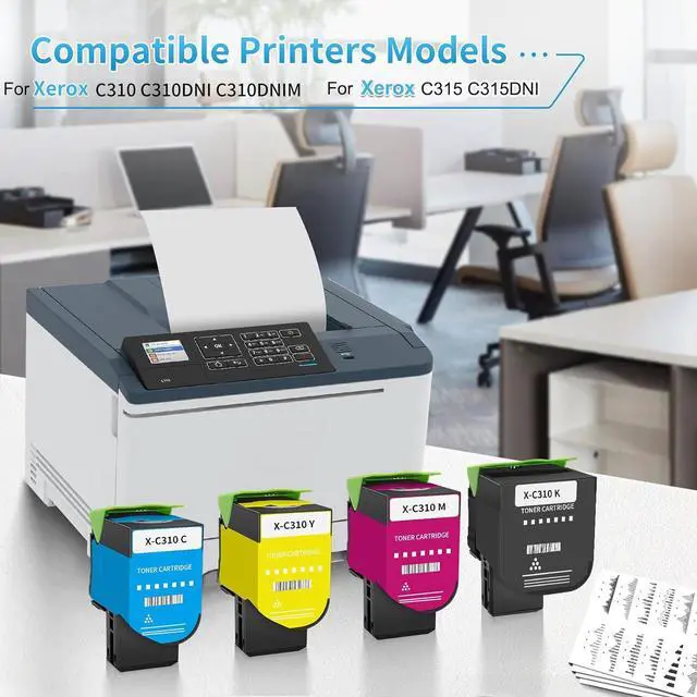 Alt view image 2 of 7 - 4-Pack for Xerox C310 C315 Toner Cartridge, 5,500~8,500 Pages High Capacity Ink Cartridge Set Replacement 006R004356 006R004357 006R004358 006R004359 for Xerox C315DNI/DNIM Multifunction Color Printer