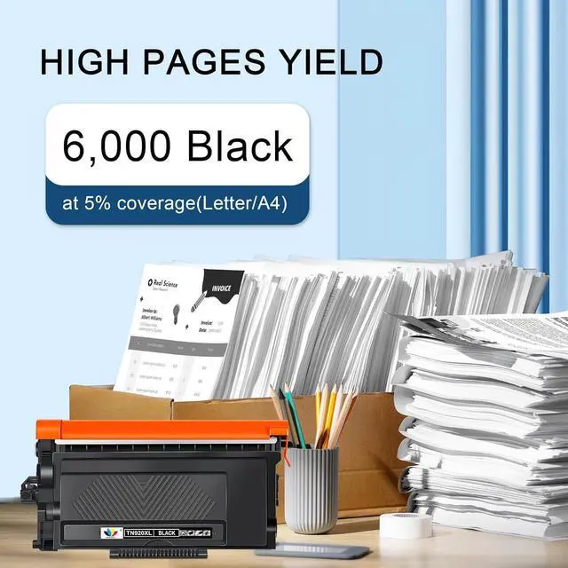 Alt view image 3 of 6 - Ennovor TN920XL TN920 Toner Cartridge Replacement for Brother TN-920XL TN-920 High Yield to Use with HL-L6210DW HL-L5210DW HL-L6210DWT HL-L5210DN HL-L5210DWT Printer(2 Black, with Chip)