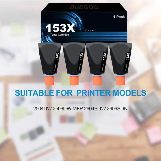 Alt view image 2 of 6 - Ennovor BUEGOO 153X W1530X Black Toner Cartridge Compatible for 153X W1530X for 2504dw 2506dw MFP 2604sdw 2606sdn Printer | 4 Pack