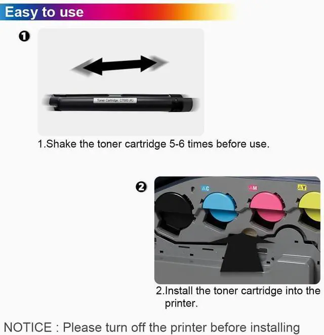Alt view image 4 of 6 - Ennovor VersaLink C7000 Toner Cartridge 106R03761 106R03764 106R03763 106R03762 Replacement for Xerox VersaLink C7000 C7000DN C7000N Printer Ink (Black Cyan Magenta Yellow, 4-Pack)
