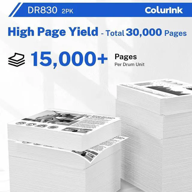 Alt view image 5 of 7 - DR830 DR-830 Drum for Brother Printer DCP-L2640DW Replacement for DR 830 Drum Unit TN830 TN830XL TN 830 Toner Cartridge for Brother HL-L2460DW MFC-L2820DW DCP-L2640DW HL-L2405W (Drum only, 2 Packs)