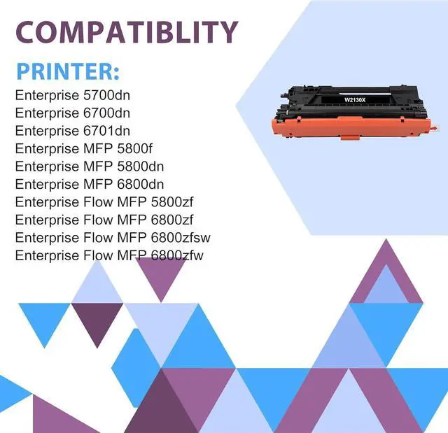 Alt view image 2 of 6 - 213X Toner Cartridge High Yield 4 Pack (with Chip) Compatible for HP 213X 213A W2130X Toner for HP Enterprise 5700dn 6700dn 6701dn Color MFP 5800f 5800dn 6800dn 5800 6800 Series Printer Ink (KCYM)