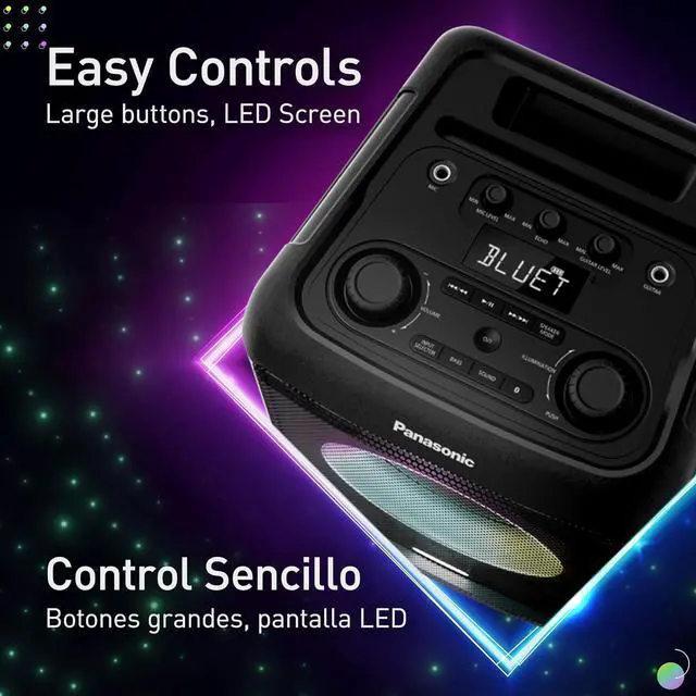 Alt view image 7 of 7 - Panasonic BMAX Portable Speaker Bluetooth, 75W Bass Boost Long Battery Life, Wireless, 7 Light Colors & 12 Patterns w/Flash & Strobe Plug-in Guitar & Host Karaoke Party, SC-BMAX5