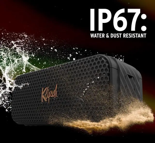 Alt view image 3 of 7 - The Klipsch Nashville Portable Bluetooth Speaker with a 2.25" full range drivers for 360 degree audio, IP67 dust and waterproof rating, 24 hours of playtime for a premium live concert experience
