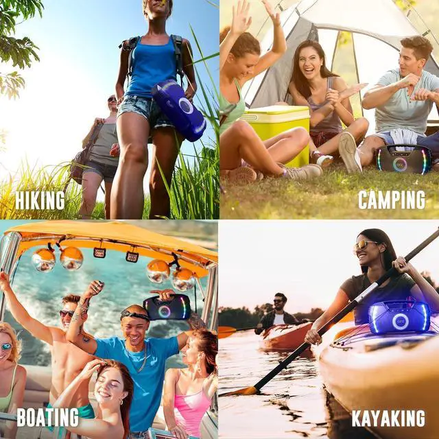 Alt view image 2 of 7 - Powerful & Portable Waterproof All Terrain Bluetooth Speaker with Deep Bass, LED Party Lights, Fast USB-C Charging, FM Radio, AUX  QFX BT-ZX35