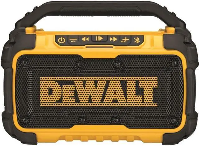 Main image of DEWALT 20V MAX Bluetooth Speaker, 100 ft Range, Durable for Jobsites, Phone Holder Included, Lasts 8-10 Hours with Single Charge (DCR010)