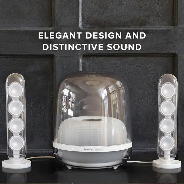 Alt view image 3 of 7 - Harman Kardon HK SoundSticks 4-2.1 Bluetooth Speaker System with Deep Bass and Inspiring Industrial Design (White)