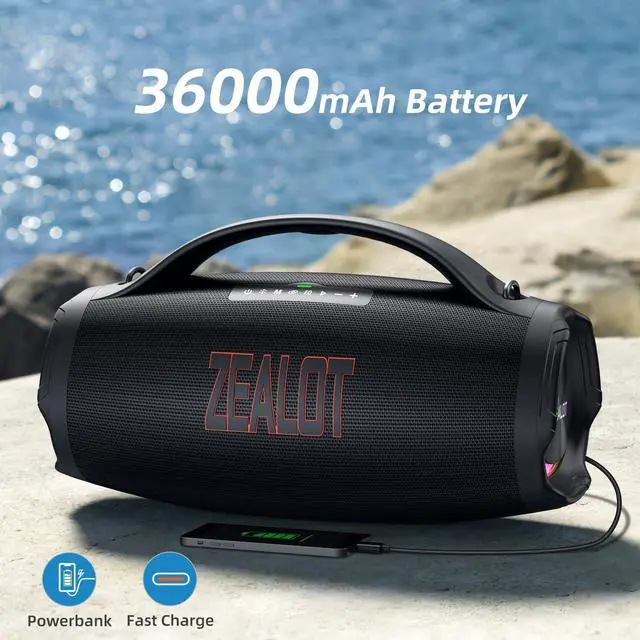 Alt view image 5 of 7 - ZEALOT Big Bluetooth Speaker Loud, Protable Speaker with Subwoofer, 160W RMS/200W Peak, Massive Bass Boombox, IPX6 Waterproof/Party/Outdoor/Wireless Stereo Pair/EQ/Fast Charge /36000mAH