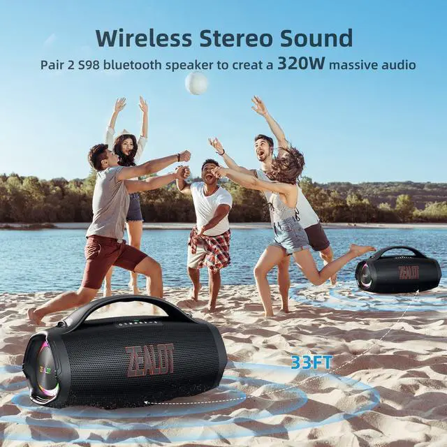 Alt view image 6 of 7 - ZEALOT Big Bluetooth Speaker Loud, Protable Speaker with Subwoofer, 160W RMS/200W Peak, Massive Bass Boombox, IPX6 Waterproof/Party/Outdoor/Wireless Stereo Pair/EQ/Fast Charge /36000mAH