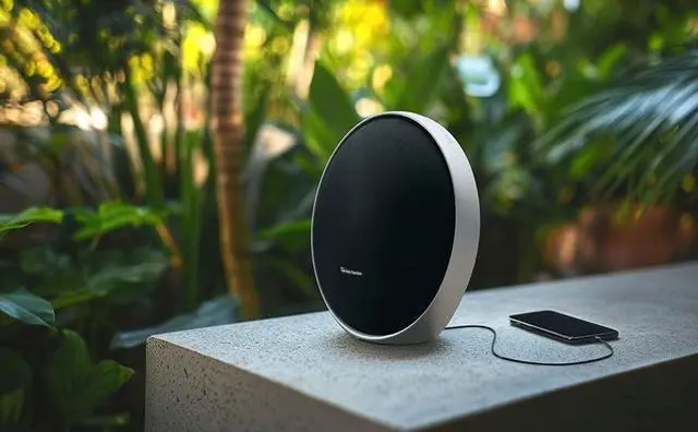 Alt view image 4 of 7 - Harman Kardon Onyx Studio 9 - Portable Stereo Bluetooth Home Speaker with Built-in Battery and USB Charging, self-Tuning, and Multi-Speaker Connection by Auracast - Black