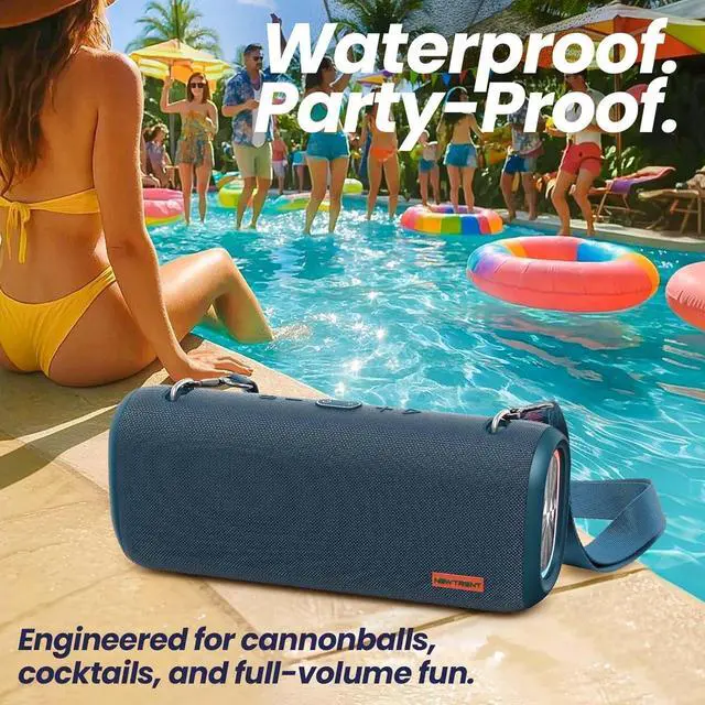 Alt view image 5 of 7 - Vibe Pro Outdoor Bluetooth Speaker, 80W Peak Loud Portable Wireless Speaker, Waterproof IPX65, Deep Bass, RGB Lights, Studio Quality Sound Powered by Waves Audio, Party & Pool Ready (Blue)