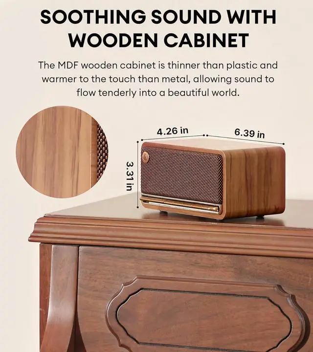 Alt view image 6 of 7 - Edifier MP230 Portable Bluetooth Speaker, Wireless Speaker with Stereo Sound for Home & Outdoor Travel, 9h Playtime, Supports AUX, USB-C, TF Card, 20W RMS - Classic Wooden