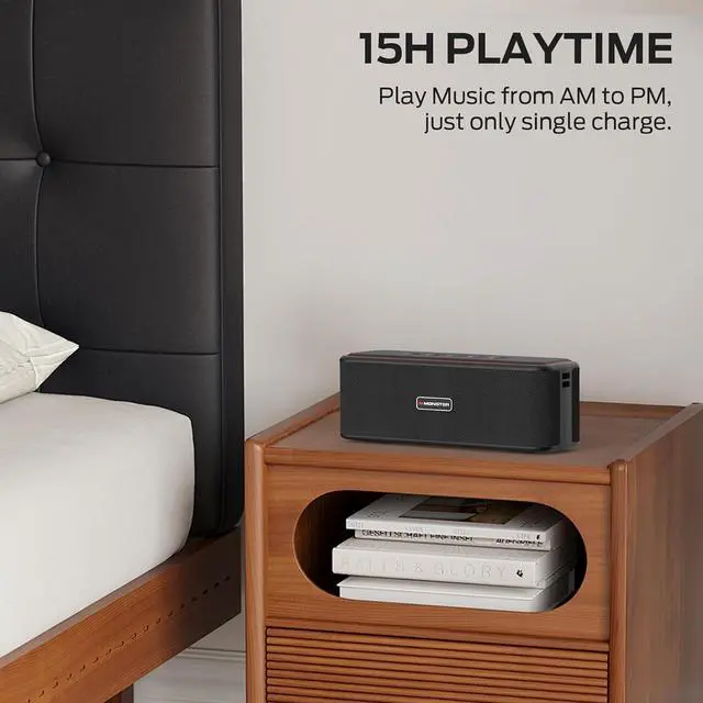 Alt view image 5 of 7 - Monster Shock Plus Bluetooth Speaker, Portable Speaker with 30W Loud Stereo Sound, Bluetooth 5.4, TWS Pairing, 15H Playtime, Support AUX/TF Card, IPX6 Waterproof Wireless Speakers for Outdoor, Party