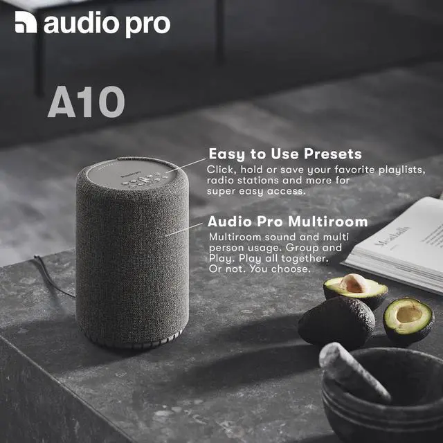 Alt view image 2 of 7 - Audio Pro Portable Bluetooth Speakers, High Fidelity Wireless Speaker with Alexa, Bluetooth, WiFi, Spotify, MultiRoom, Indoor, Outdoor, Travel, Light Grey