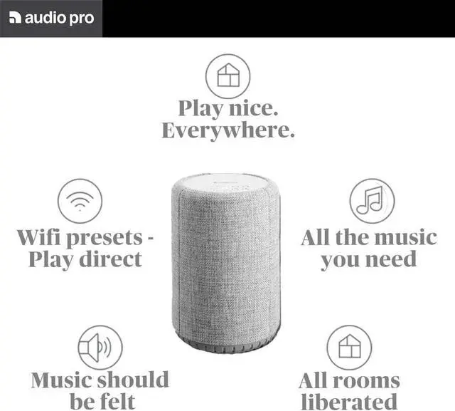 Alt view image 6 of 7 - Audio Pro Portable Bluetooth Speakers, High Fidelity Wireless Speaker with Alexa, Bluetooth, WiFi, Spotify, MultiRoom, Indoor, Outdoor, Travel, Light Grey