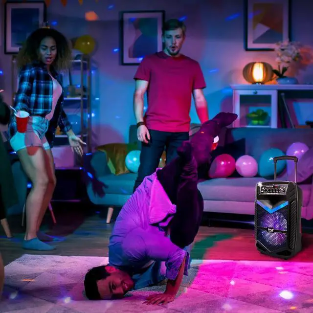 Alt view image 7 of 7 - Pyle Portable Bluetooth PA Speaker System - 600W Rechargeable Outdoor Bluetooth Speaker Portable PA System w/ 10 Subwoofer 1 Tweeter, Recording Function, Mic In Party Lights USB/SD Radio