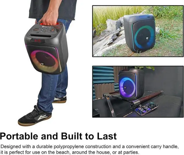 Alt view image 4 of 7 - Rockville ROCKBOX PRO V2 150W Portable Bluetooth Speaker, LED Party Lights, TWS Pairing, Mic Input, for Outdoor Events and Karaoke