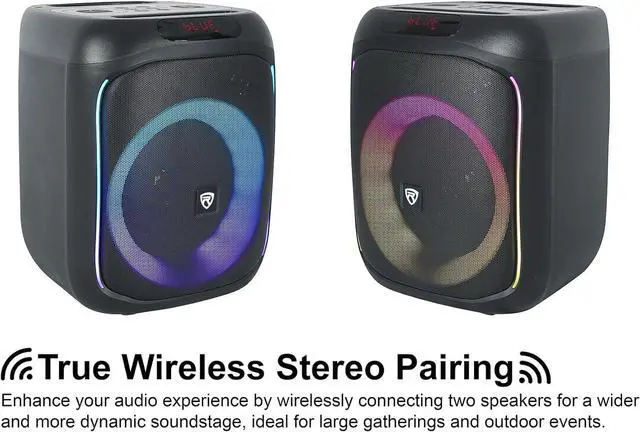 Alt view image 6 of 7 - Rockville ROCKBOX PRO V2 150W Portable Bluetooth Speaker, LED Party Lights, TWS Pairing, Mic Input, for Outdoor Events and Karaoke