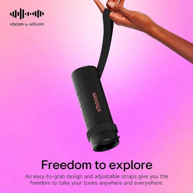 Alt view image 5 of 7 - LG xboom Grab Core by will.i.am, xboom Signature Sound, Portable Bluetooth Speaker, up to 19 Hours of Playback, IP67 Dust and Water Resistant, MIL-STD 810H Durability, Adjustable Carrying Strap