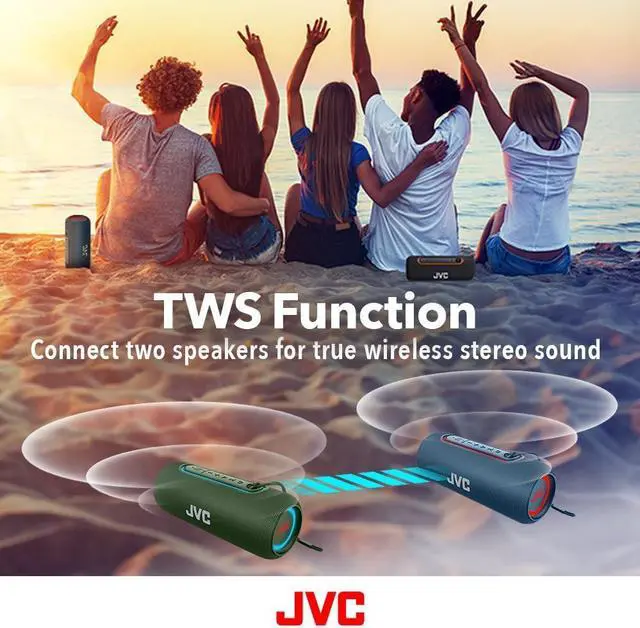Alt view image 3 of 7 - JVC Illuminated Portable Wireless Speaker with 20W max outputs, Dynamic Sound, Bluetooth 5.0, TWS Capability, USB-C, IPX5, AUX in, up to 5-Hour Battery Life - SPPA5BTB (Black)