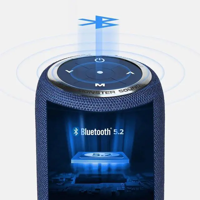 Alt view image 3 of 6 - Monster S310 Upgraded Bluetooth Speaker, 30W Portable Speaker True Wireless Stereo Pairing Deliver Dynamic Sound, IPX6 Waterproof, Bluetooth 5.2 Built-in Mic, 24H Playtime, for Party, Blue