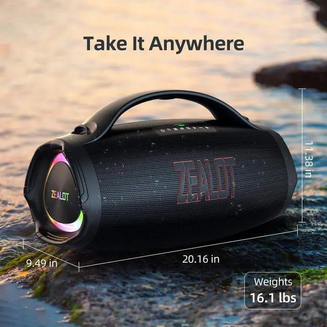 Alt view image 2 of 6 - ZEALOT Portable Bluetooth Speaker 2025, 160W RMS Speaker Bluetooth Wireless, IPX6 Waterproof, Loud/ 36000mah/ EQ/USB/TF/AUX, Great Bass or Home, Outdoor, Party, Travel