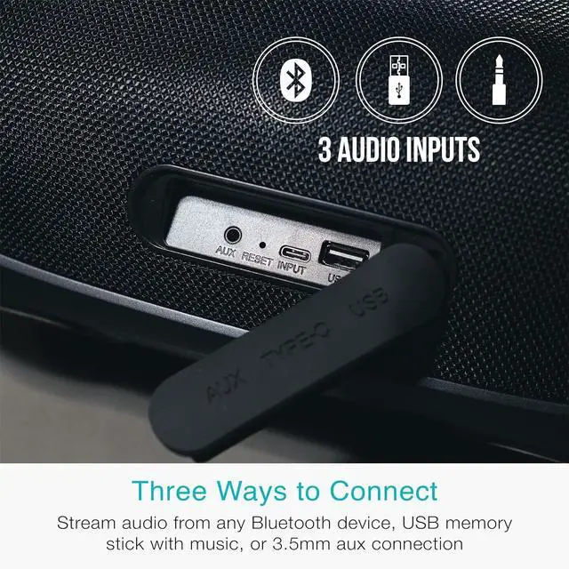 Alt view image 5 of 6 - MEE audio PartySPKR Bluetooth Wireless Speaker, Powerful 60W RMS Stereo Sound, 2 Subwoofers, Portable Speaker for Outdoor, Camping, Beach, Camo