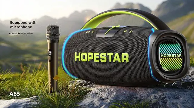Alt view image 4 of 7 - WorryFree Gadgets 300W Portable Speaker Wireless Bluetooth Audio Big Bass with Handle, Microphone, Hopestar Series (Gray)