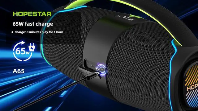 Alt view image 5 of 7 - WorryFree Gadgets 300W Portable Speaker Wireless Bluetooth Audio Big Bass with Handle, Microphone, Hopestar Series (Gray)
