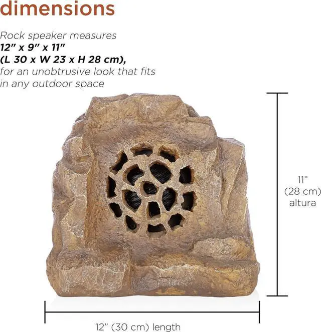 Alt view image 3 of 7 - Alpine Corporation - Waterproof Bluetooth Solar-Powered Outdoor Wireless Rock Speaker  50 Foot Range - Weatherproof, High-Fidelity Sound, Energy Efficient Solar Charging, Portable Audio System