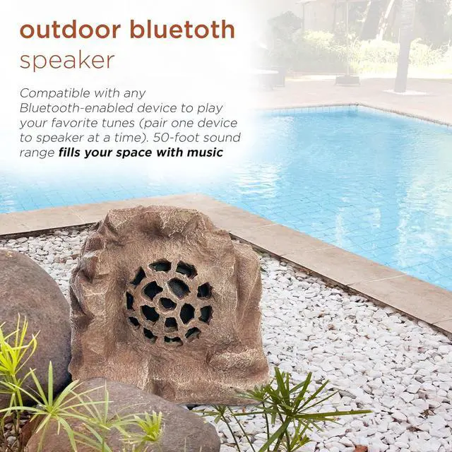 Alt view image 4 of 7 - Alpine Corporation - Waterproof Bluetooth Solar-Powered Outdoor Wireless Rock Speaker  50 Foot Range - Weatherproof, High-Fidelity Sound, Energy Efficient Solar Charging, Portable Audio System