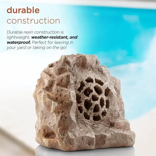 Alt view image 6 of 7 - Alpine Corporation - Waterproof Bluetooth Solar-Powered Outdoor Wireless Rock Speaker  50 Foot Range - Weatherproof, High-Fidelity Sound, Energy Efficient Solar Charging, Portable Audio System