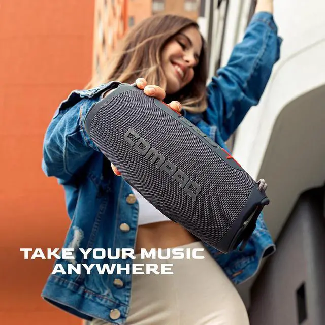 Alt view image 2 of 4 - Compaq 35W Bluetooth Speaker  Portable Speaker with Bluetooth 5.0, IPX6 Waterproof, Uninterrupted Playtime, LED  Power and Performance for Indoor and Outdoor