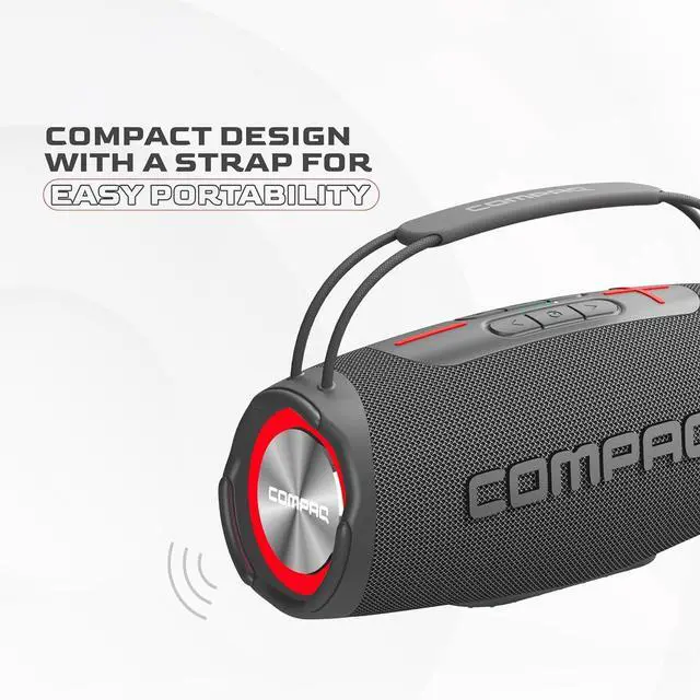 Alt view image 3 of 4 - Compaq 35W Bluetooth Speaker  Portable Speaker with Bluetooth 5.0, IPX6 Waterproof, Uninterrupted Playtime, LED  Power and Performance for Indoor and Outdoor