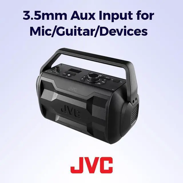 Alt view image 5 of 6 - JVC Rover Portable Indoor/Outdoor Bluetooth Speaker, 30 Watts Powerful Sound, 30 Hours Battery, IPX4 Water Resistant, USB Port and Microphone/Guitar Input - XSS521PB (Black)