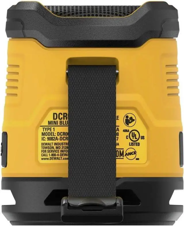 Alt view image 4 of 7 - DEWALT Bluetooth Speaker, USB-C Rechargeable, Jobsite (DCR008)