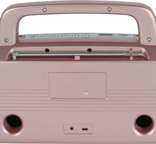 Alt view image 4 of 5 - Studebaker SB2006 Bluetooth Speaker with AM/FM Portable Radio Bluetooth Streaming, Rechargeable Battery, and High Power (Rose Gold)