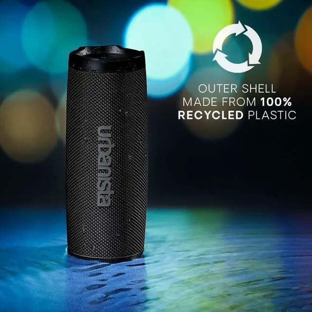 Alt view image 2 of 6 - Urbanista Wireless Bluetooth Speaker, Portable Speaker Waterproof IPX7 Rating, 18H Playtime, Button Controls, Bluetooth 5.2 Dual Pairing, Loud Speaker Stereo Sound, Outdoor Speakers, Nashville, Black