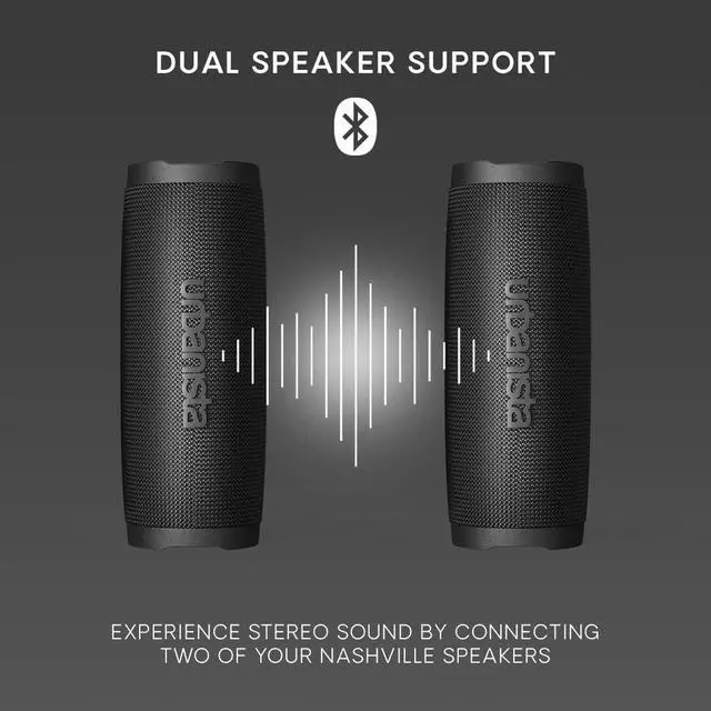 Alt view image 3 of 6 - Urbanista Wireless Bluetooth Speaker, Portable Speaker Waterproof IPX7 Rating, 18H Playtime, Button Controls, Bluetooth 5.2 Dual Pairing, Loud Speaker Stereo Sound, Outdoor Speakers, Nashville, Black